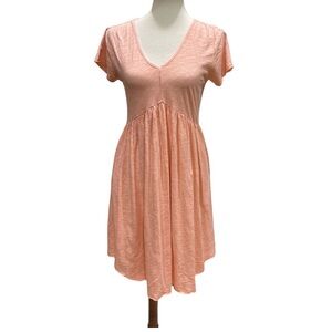 Mododoc Lightweight Slub Jersey V-Neck High-Waist Dress Size Small New